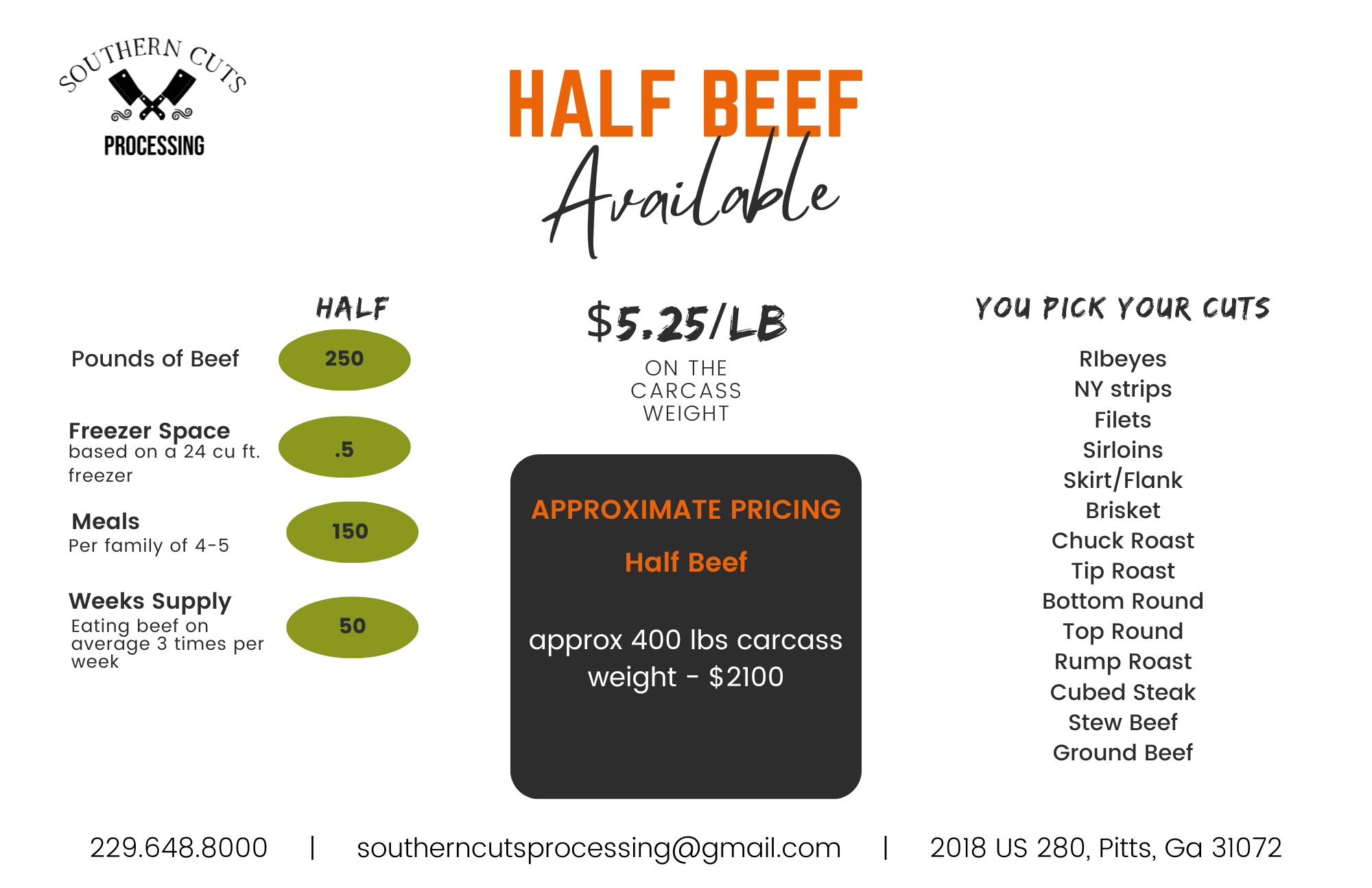 Half Beef – SouthernCutsProcessing Half beef for sale near me